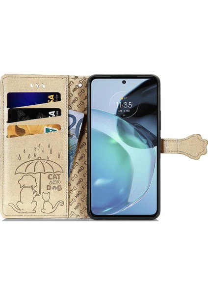 Moto G72 Için Deri Karikatür Hayvanlar Çevirin Kısa Kayış Telefon Kılıfı (Yurt Dışından) fırsatları