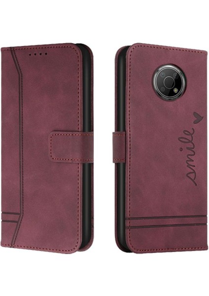 Nokia G300 Flip Folio Cüzdan Için El Kayışı Manyetik Kapatma Pu Telefon Kılıfı (Yurt Dışından)