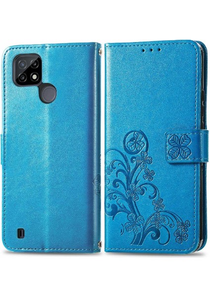 Realme C21 Deri Için Kısa Kayış Çevirin Zarif Iş Telefon Kılıfı (Yurt Dışından)
