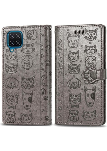 Samsung Galaxy A12 Için Kısa Kayış Karikatür Hayvanlar Telefon Kılıfı (Yurt Dışından)