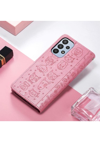 Samsung Galaxy A23 Için Kısa Kayış Karikatür Hayvanlar Flip Telefon Kılıfı (Yurt Dışından) modelleri