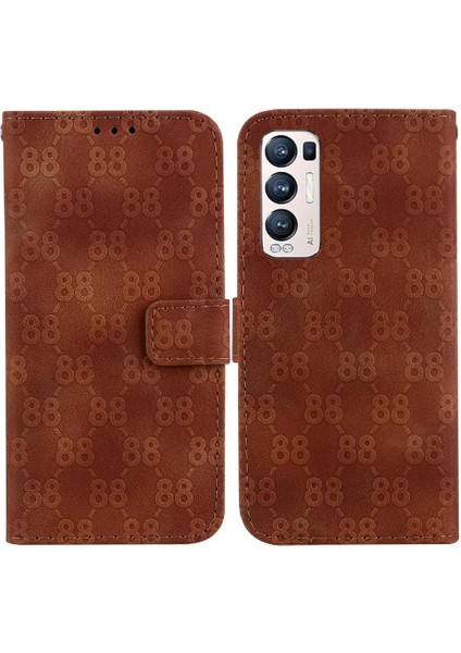 Oppo Phone 5 Pro Artı Cüzdan Için Çift 8 Kabartmalı Pu Kart Telefon Kılıfı (Yurt Dışından)