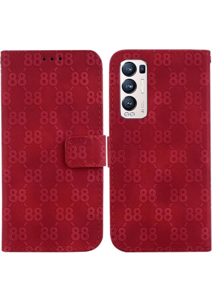 Oppo Phone 5 Pro Artı Cüzdan Için Çift 8 Kabartmalı Pu Kart Telefon Kılıfı (Yurt Dışından)