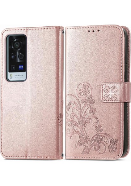 Vivo X60 Pro Dört Yapraklı Yonca Kısa Kayış Flip Için Zarif Telefon Kılıfı (Yurt Dışından)