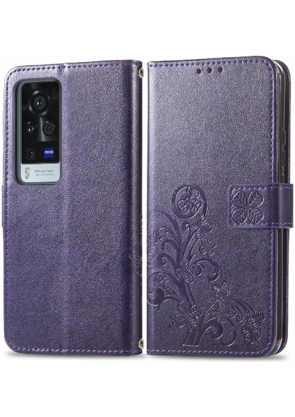 Vivo X60 Pro Dört Yapraklı Yonca Kısa Kayış Flip Için Zarif Telefon Kılıfı (Yurt Dışından)