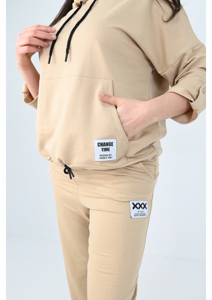 Kadın Büyük Beden Kanguru Cep Detaylı Eşofman Takımı 8026-24 fırsatları