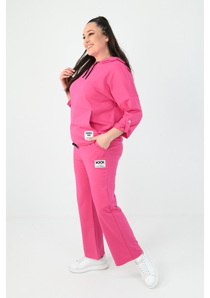 Kadın Büyük Beden Kanguru Cep Detaylı Eşofman Takımı 8026-24 fiyatları