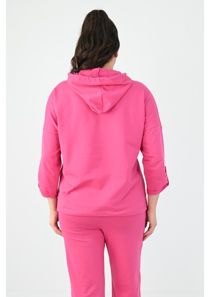 Kadın Büyük Beden Kanguru Cep Detaylı Eşofman Takımı 8026-24 modelleri