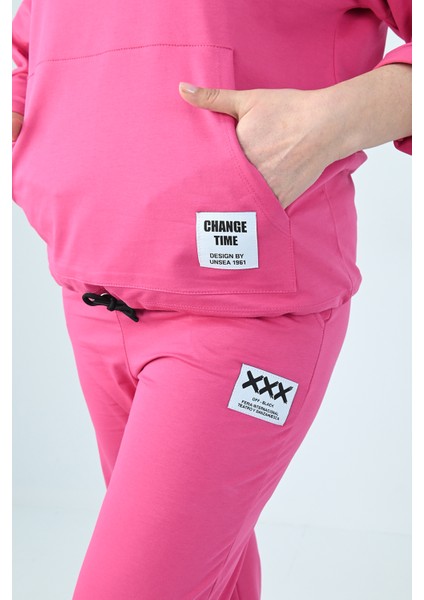 Kadın Büyük Beden Kanguru Cep Detaylı Eşofman Takımı 8026-24 fırsatları