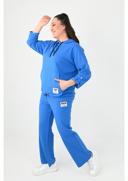 Kadın Büyük Beden Kanguru Cep Detaylı Eşofman Takımı 8026-24 fiyatları