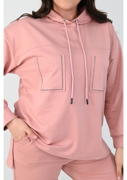 Kadın Büyük Beden Çift Cep Detaylı Eşofman Takımı 8081-24 fırsatları