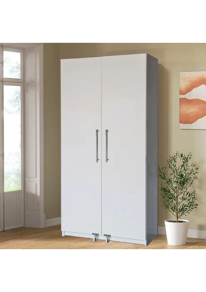 Hibe Çok Amaçlı 90 Derece Açılabilir 2 Kapaklı Kiler Erzak Mutfak Dolabı-90 cm