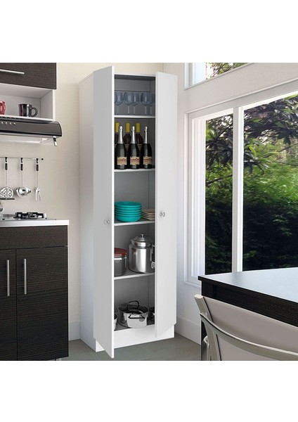 Mez Çok Amaçlı Dolap,5 Raflı, 2 Kapaklı Mutfak Dolabı Kiler Dolabı Banyo Dolabı