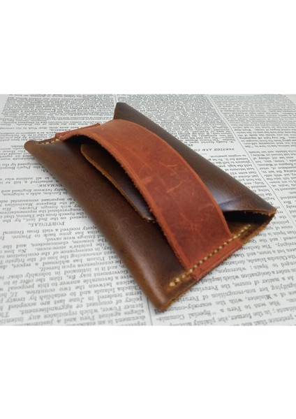 Crazy Hors Kesimden Dikime El Emeği Deri Minimalist Cüzdan Kartlık (11.5cm*7.5cm)