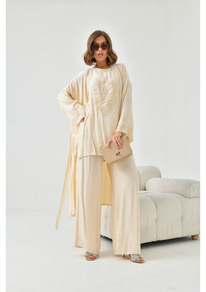 Kadın Nakışlı 3'lü Keten Takım Taş 30760 fiyatları