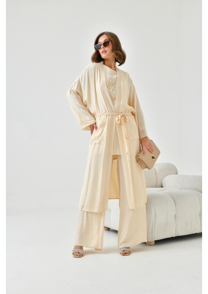 Kadın Nakışlı 3'lü Keten Takım Taş 30760 indirimleri