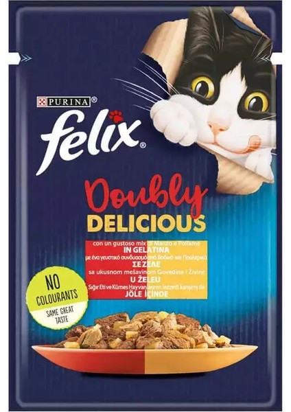 Çifte Lezzet Sığır & Tavuklu Kedi Yaş Mama 85 gr 13 Adet