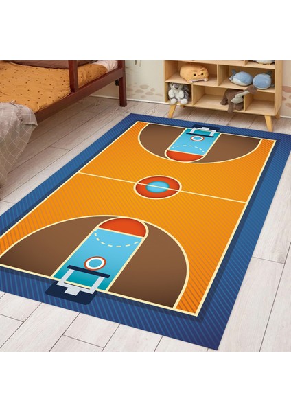 Basketbol Sahası Desenli Dijital Baskılı Halı Kaydırmaz Tabanlı Yıkanabilir Çocuk Odası Halısı fiyatları