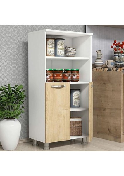 Çok Amaçlı Dolap,4 Raflı, 2 Kapaklı Mutfak Dolabı Kiler Dolabı Banyo Dolabı