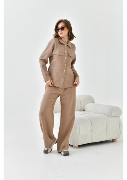 Kadın Pantolonlu Takım Camel 30727 fırsatları