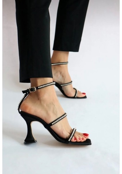 Kadın Saten Taş Detaylı 9cm Kaplama Topuklu Ayakkabı modelleri