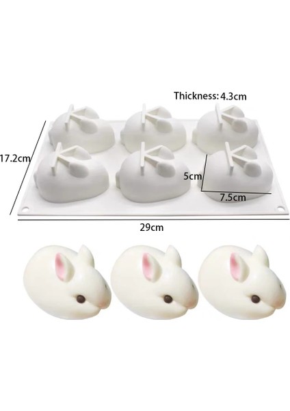 Tavşan Stili 3D Yeni Küp Pişirme Mus Kek Silikon Kalıp Dıy Soya Balmumu Mum Kalıpları Aroma Alçı Formları Mousse Tatlı Kek Bakeware Kalıp (Yurt Dışından)