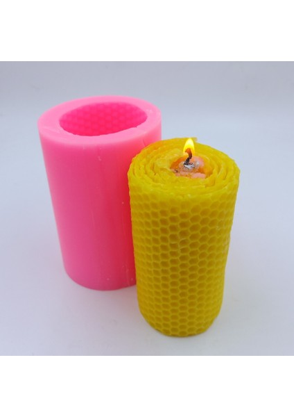 Petek Sütun Mum Kalıbı Arı Balmumu Silikon Kalıplar El Işi Mum Balmumu Süslemeleri Için 3D Silindir Silikon Kalıp (Yurt Dışından)