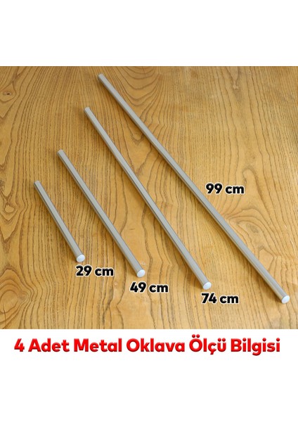 Alüminyum Metal Oklava 4'lü Set Börek Hamur Yufka Açma Silindir Yuvarlak (99-74-49-29) Uzun Kısa Mutfak Araç