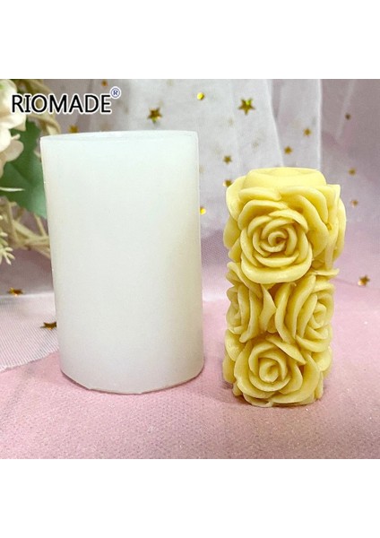 S0322HM Stili 3D Gül Silindirik Mum Silikon Kalıp Polimer Kil Reçine Alçı Puding Jöle Tatlı Çikolata El Yapımı Kalıp Yapma Hm (Yurt Dışından)