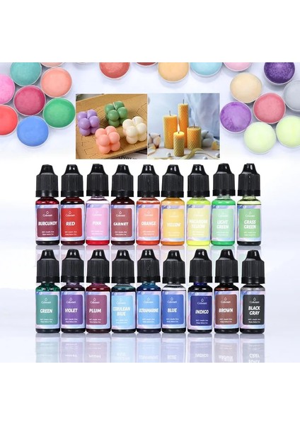 Haicheng Shop No.6 Tarzı 10ML Regments Mum Sabun Sıvı Boya Dıy Uv Epoksi Reçine Kalıp Takı Yapımı Alkol Mürekkep El Yapımı El Sanatları Boyama 18 Renk (Yurt Dışından)