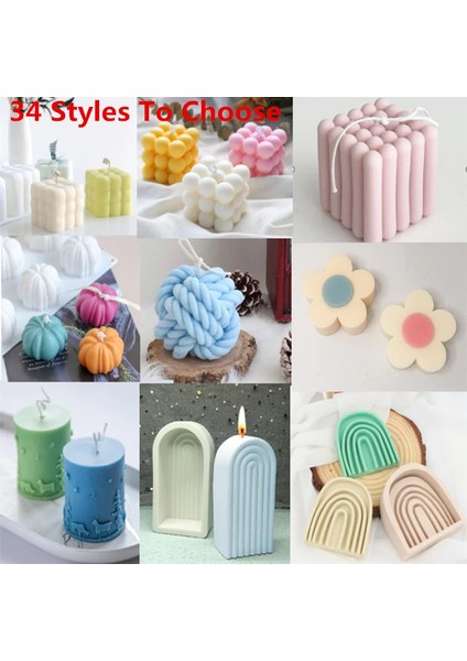 Haicheng Shop No.25 Tarzı 34STYLES Dıy Mum Silikon Kalıplar Aromaterapi Alçı Mum 3D El Yapımı Küp Sabun Kalıpları Noel Ev Dekorasyon El Sanatları (Yurt Dışından)