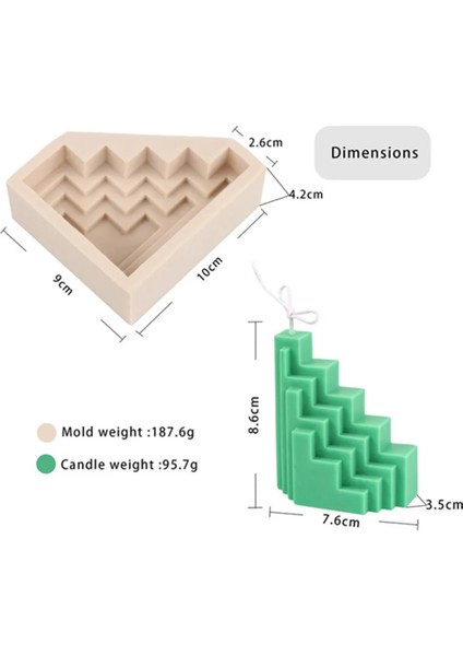 Haicheng Shop Bir Stil Mum Kalıbı Yapı Taşı Mum Kalıbı S-Şekilli Merdiven Geometrik Vazo Dıy Kokulu Mum Silikon Kalıp (Yurt Dışından)