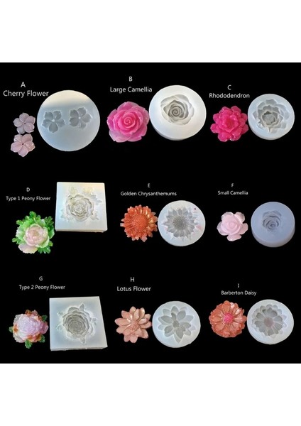 B Tarzı 10 Stilleri 3D Çiçek Silikon Kalıp Reçine Kamelya Şakayık Papatya Lotus Çiçeği Kolye Takı Yapımı Araçları Sabun Epoksi Reçine Kalıpları (Yurt Dışından) fırsatları
