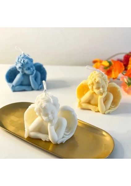 C Stili 3D Melek Silikon Mum Kalıp Dıy Aromatik Mum Yapımı Alçı Sabun Reçine Kalıp Fondan Kek Dekor Hediye Ev Zanaat Malzemeleri (Yurt Dışından)