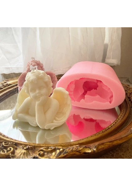 C Stili 3D Melek Silikon Mum Kalıp Dıy Aromatik Mum Yapımı Alçı Sabun Reçine Kalıp Fondan Kek Dekor Hediye Ev Zanaat Malzemeleri (Yurt Dışından)
