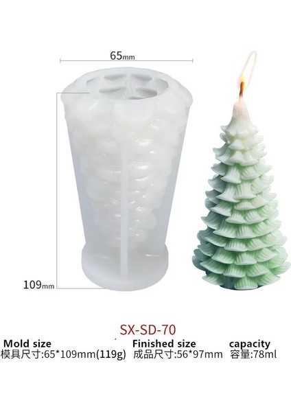 SD70 Stili Noel Hediyesi Aromaterapi Mum Silikon Kalıp Dıy Noel Baba Noel Ağacı Alçı El Yapımı Sabun Silikon Kalıp Kek Kalıbı (Yurt Dışından)