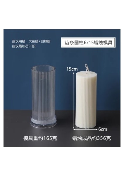 6X15CM Stili Çeşitli Akrilik Plastik Mum Kalıpları Klasik Çizgili Roma Sütun Tasarımı Şekli Mum Silikon Kalıp Mum Parafin Yapımı (Yurt Dışından)