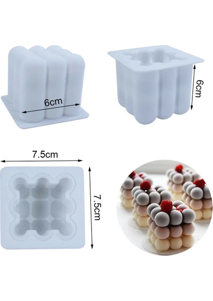 No.2 Tarzı Mini 3D Küp Pişirme Mus Kek Kalıbı Silikon Kare Kabarcık Tatlı Kalıpları Mutfak Bakeware Mum Alçı Kalıp (Yurt Dışından)