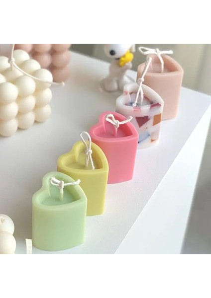 M Tarzı Diy El Yapımı Mum Kalıp Mum Yapımı 3D Sütunlu Kalp Şekli Plastik Akrilik Kalıp Reçine Sabun Kek Çikolata Yapımı Araçları (Yurt Dışından)