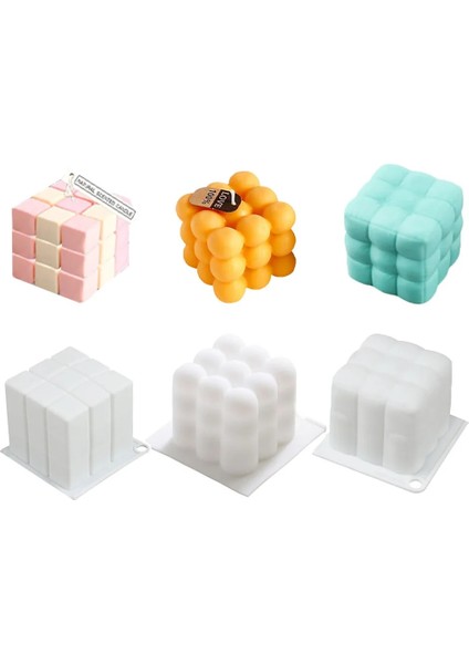 1 Adet Kanepe Tarzı Yeni Kare Rubik Küp Balmumu Mum Silikon Kalıplar 3D Craft El Yapımı Aroma Soya Balmumu Mum Pişirme Tatlı Kek Kalıbı Aracı (Yurt Dışından)