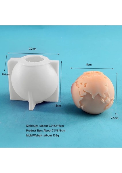 Gösterilen Stil Gibi Beton Küre Silikon Kalıp Çimento El Yapımı 3D Dünya Topu Kalıp Dekorasyon Aracı Ev Dekorasyonu Alçı Mum Silikon Kalıp (Yurt Dışından)