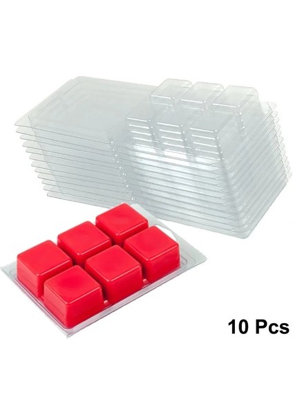 Kare Tarzı 10 Paket Mum Eritme Kalıbı, Balmumu Eritme Kapaklı Kalıplar Kare, Mum Yapımı ve Sabun Için 6 Boşluklu Şeffaf Plastik Küp Tepsisi (Yurt Dışından)