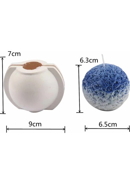 Küçük Stil Dıy Büyük Gül Çiçek Topu Silikon Mum Kalıpları 3D Aromaterapi Balmumu Alçı Kil Kalıpları El Yapımı Zanaat Ev Dekorasyonu Mum Sabun Araçları (Yurt Dışından)