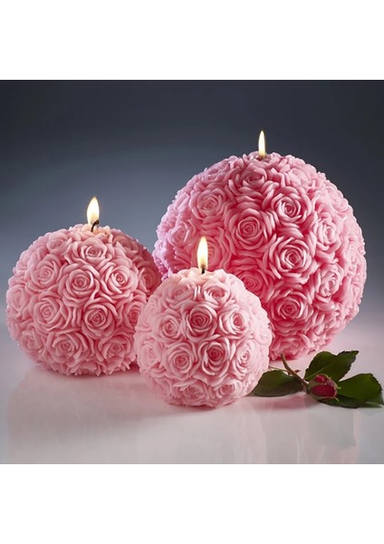 Küçük Stil Dıy Büyük Gül Çiçek Topu Silikon Mum Kalıpları 3D Aromaterapi Balmumu Alçı Kil Kalıpları El Yapımı Zanaat Ev Dekorasyonu Mum Sabun Araçları (Yurt Dışından) fiyatları
