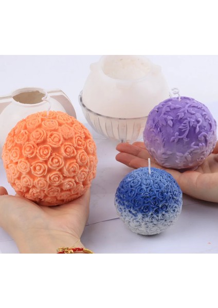 Küçük Stil Dıy Büyük Gül Çiçek Topu Silikon Mum Kalıpları 3D Aromaterapi Balmumu Alçı Kil Kalıpları El Yapımı Zanaat Ev Dekorasyonu Mum Sabun Araçları (Yurt Dışından) indirimleri