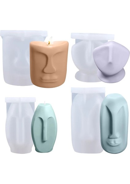 No.4 Tarzı Yüz Mum Kalıbı Yüz Modelleme Aromaterapi Mum Kalıbı Mum Kalıp Seti Soyut Reçine Kalıp Alçı El Sanatları Silikon Kalıp (Yurt Dışından)
