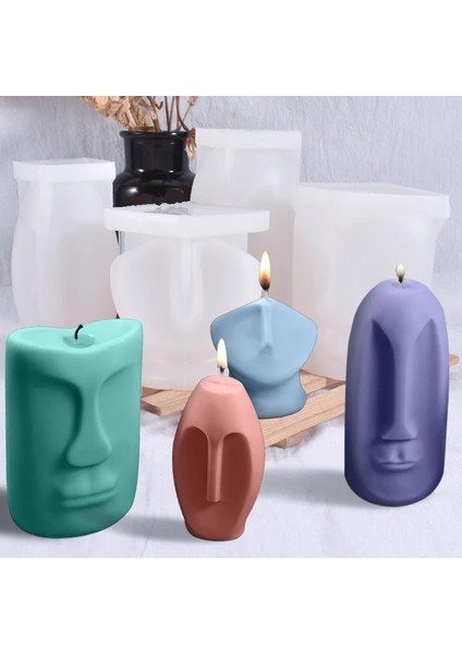 No.4 Tarzı Yüz Mum Kalıbı Yüz Modelleme Aromaterapi Mum Kalıbı Mum Kalıp Seti Soyut Reçine Kalıp Alçı El Sanatları Silikon Kalıp (Yurt Dışından)