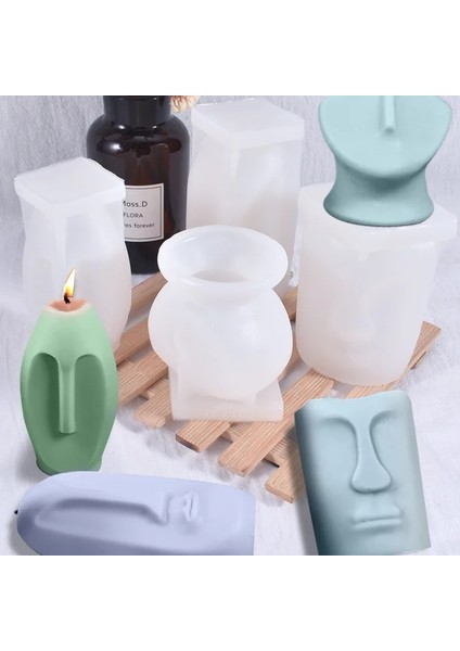 No.4 Tarzı Yüz Mum Kalıbı Yüz Modelleme Aromaterapi Mum Kalıbı Mum Kalıp Seti Soyut Reçine Kalıp Alçı El Sanatları Silikon Kalıp (Yurt Dışından)