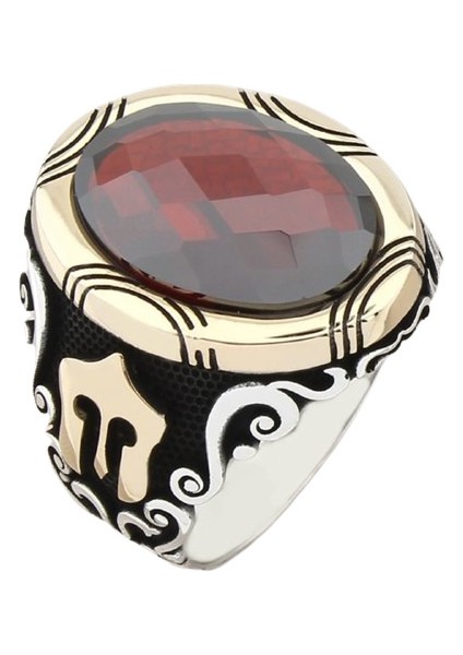 Erkek Yüzük Gümüş 925 Ayar Zirkon Taşlı