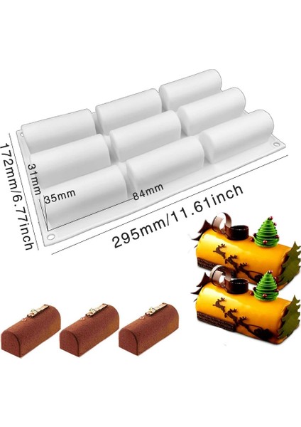 9 Delik Şerit Stili 3D Yeni Küp Pişirme Mus Kek Silikon Kalıp Dıy Soya Balmumu Mum Kalıpları Aroma Alçı Formları Mousse Tatlı Kek Bakeware Kalıp (Yurt Dışından)